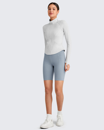 BareFeel Cropped Slim Fit Full Zip Workout Jackets