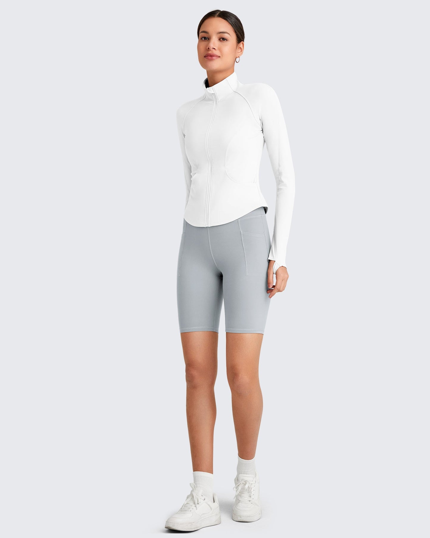 BareFeel Cropped Slim Fit Full Zip Workout Jackets