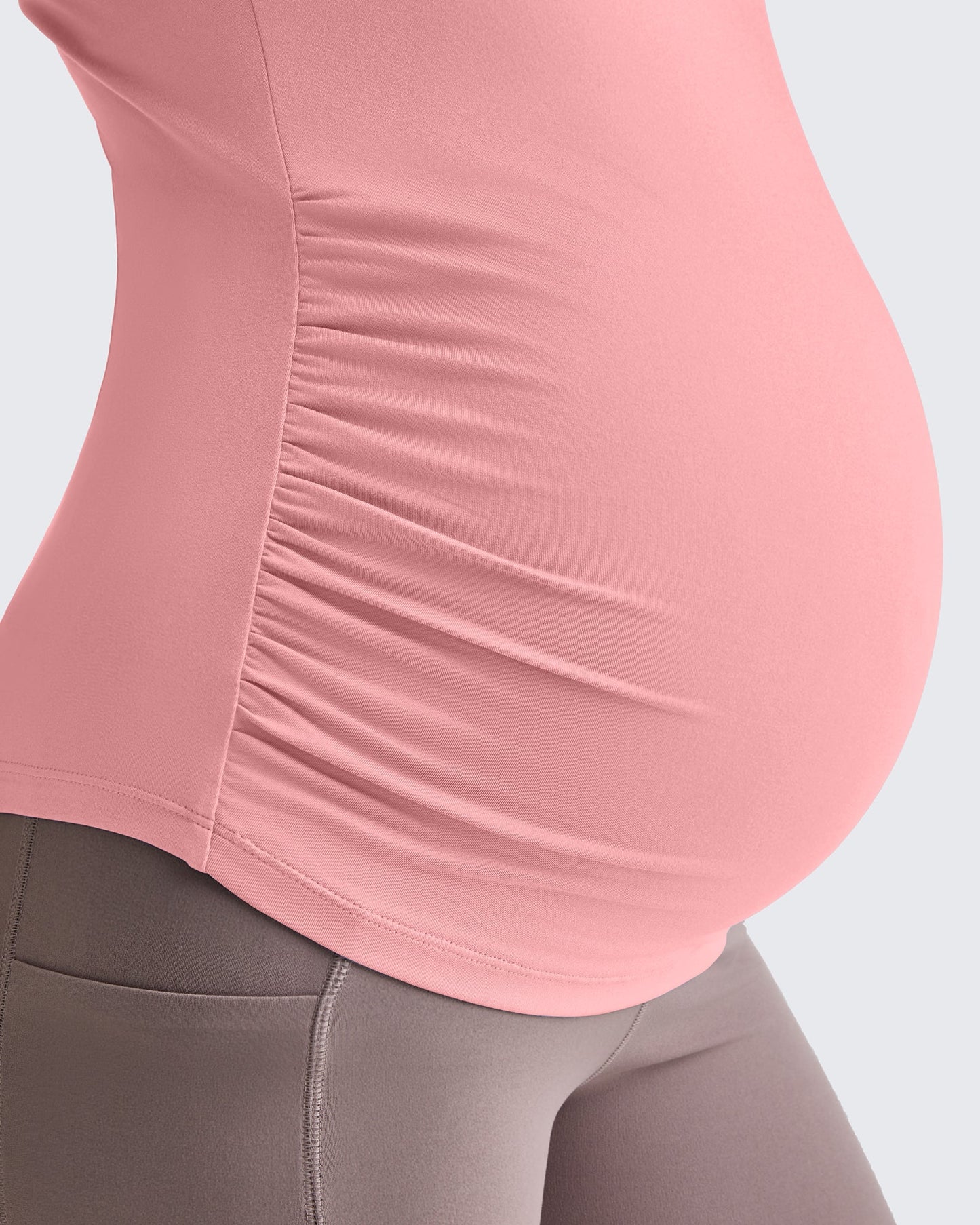 Lightweight V Neck Side Ruched Maternity Short Sleeve