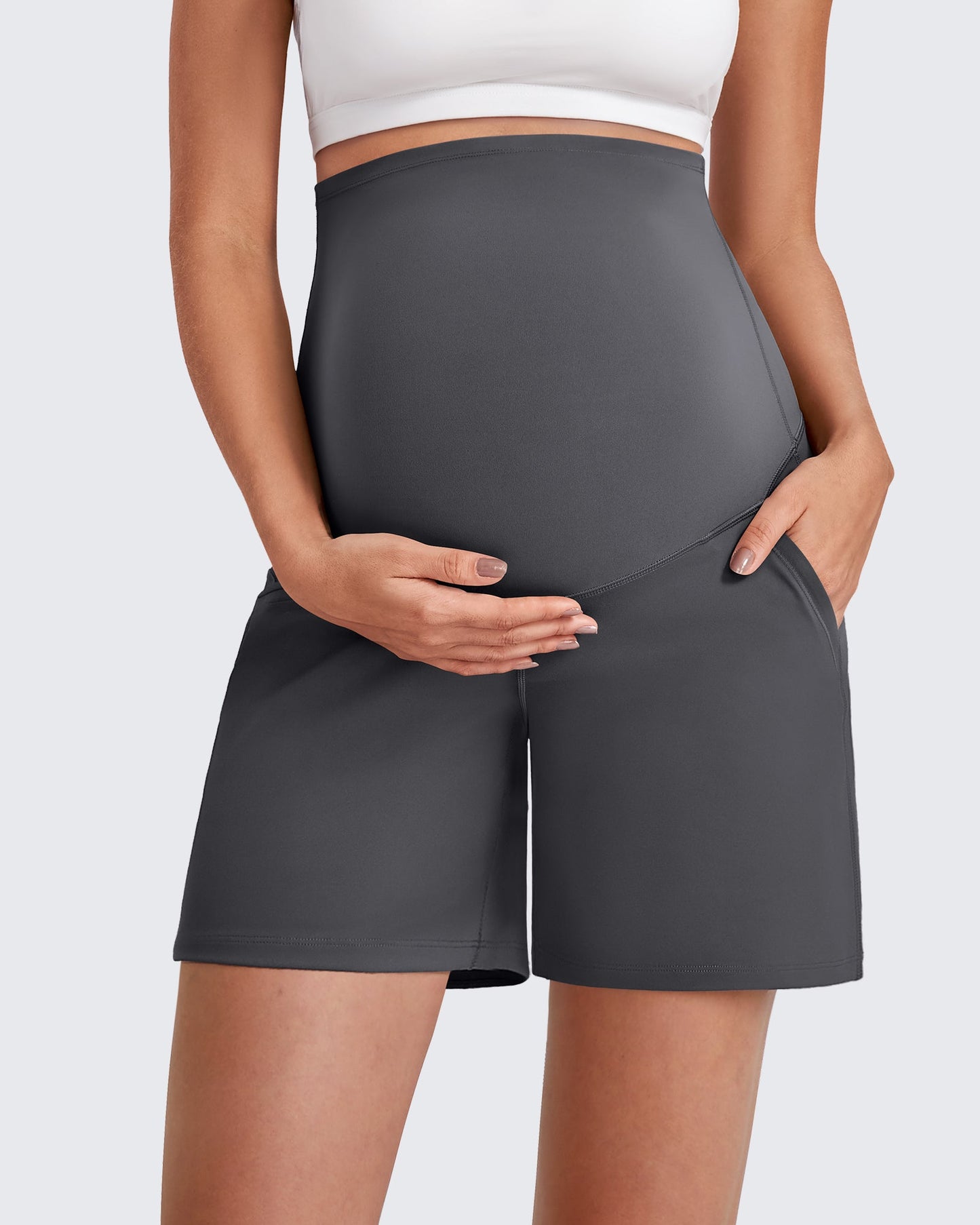 Over The Belly Pregnancy Athletic Shorts 6''