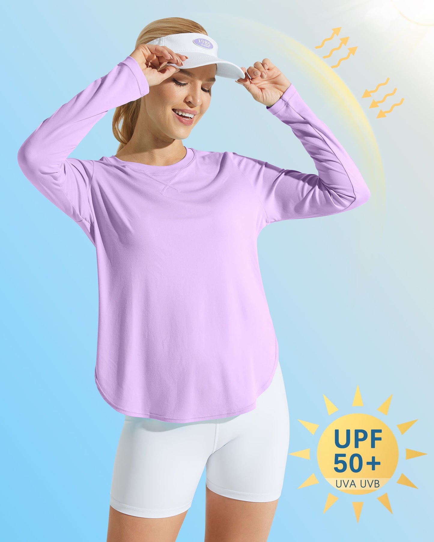 G4Free Activewear Scoop Neck UV Sun Workout Long Sleeve #Purple