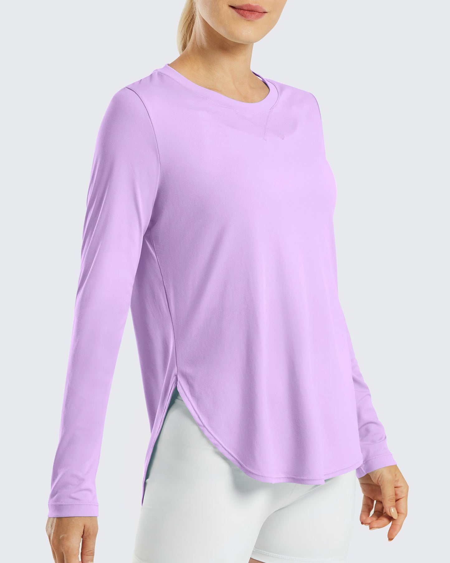 G4Free Activewear Scoop Neck UV Sun Workout Long Sleeve #Purple