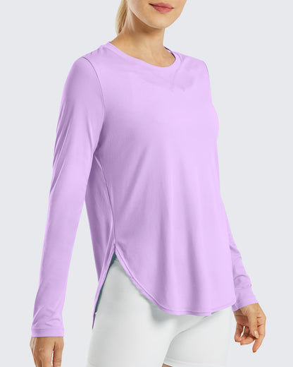 G4Free Activewear Scoop Neck UV Sun Workout Long Sleeve #Purple
