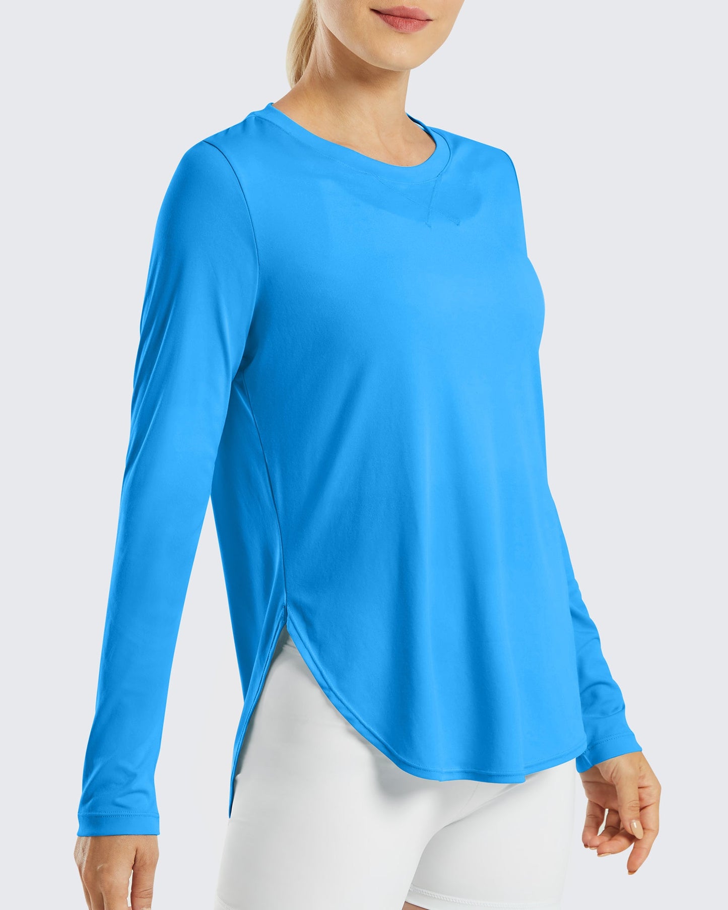 G4Free Activewear Scoop Neck UV Sun Workout Long Sleeve #Ocean blue