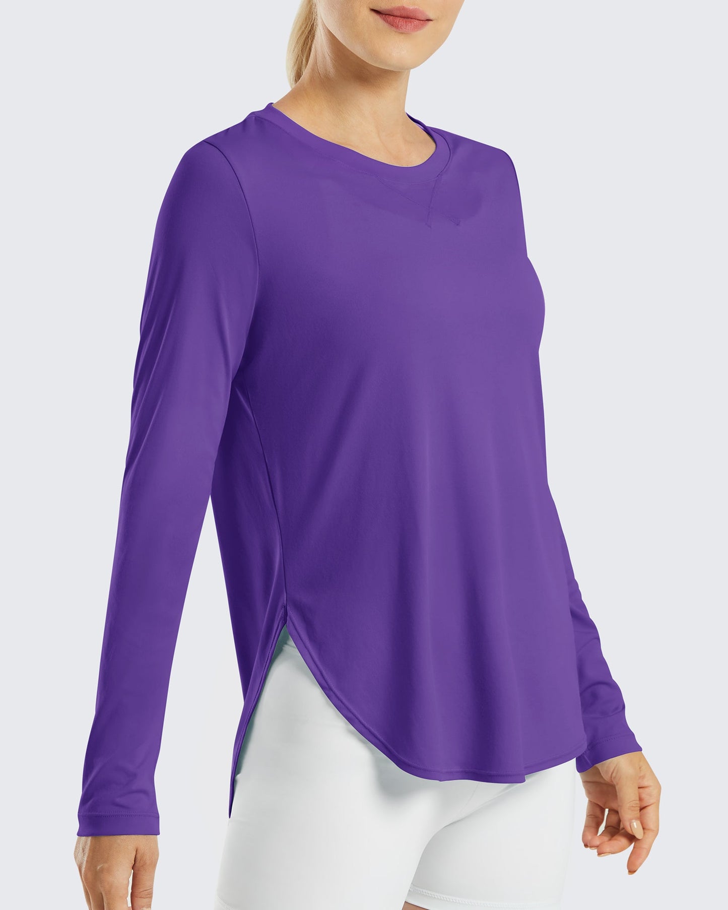 G4Free Activewear Scoop Neck UV Sun Workout Long Sleeve #Dark purple