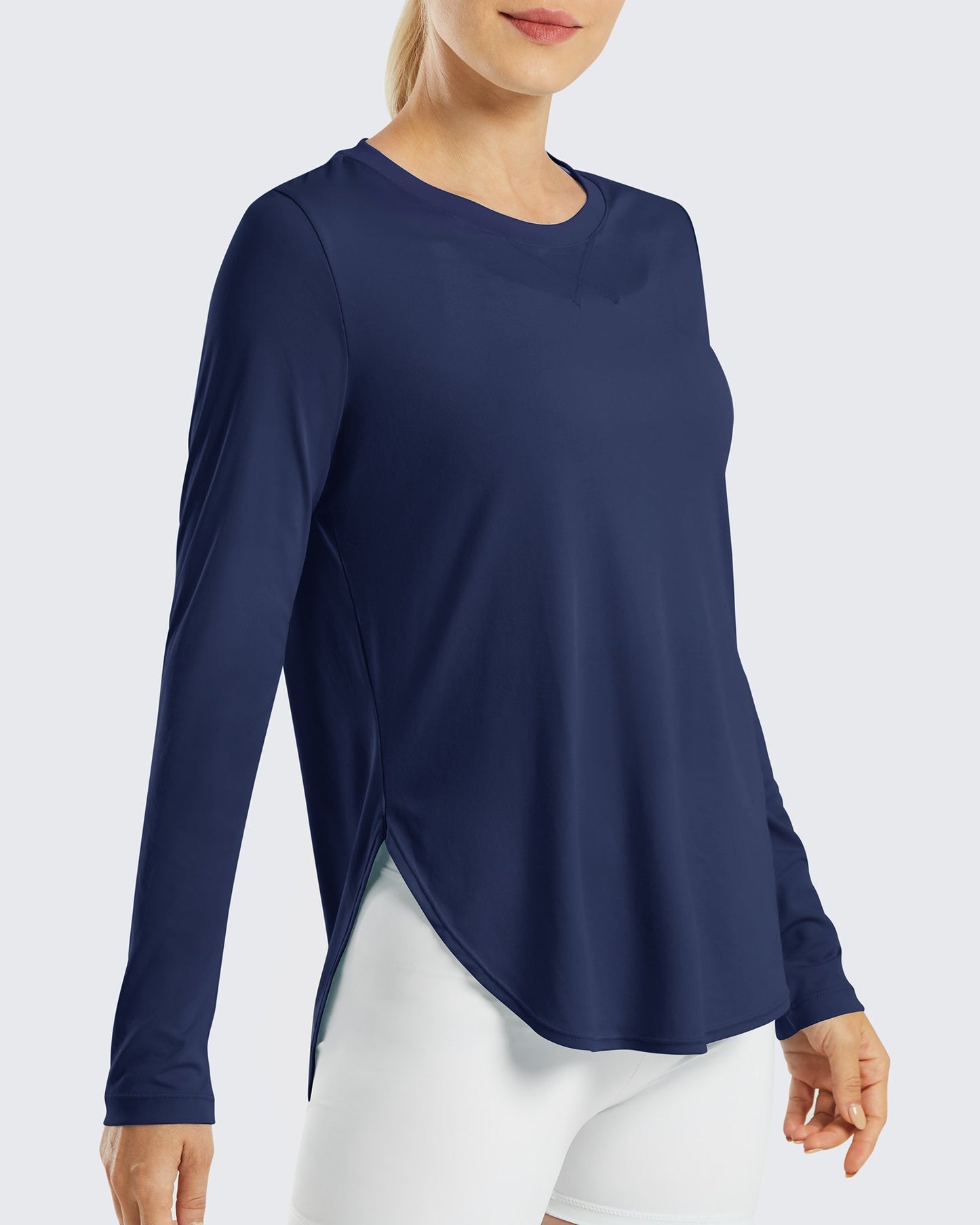 G4Free Activewear Scoop Neck UV Sun Workout Long Sleeve #Navy