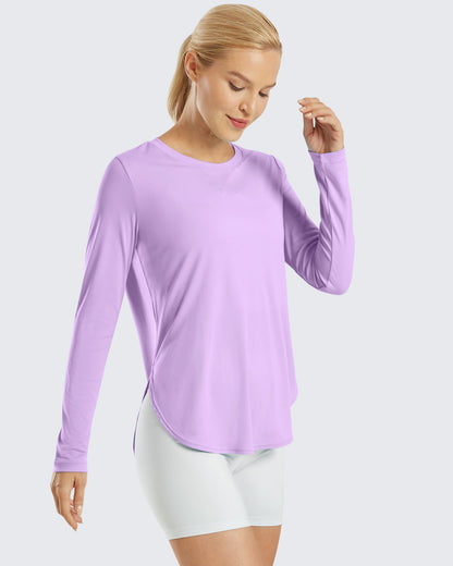 G4Free Activewear Scoop Neck UV Sun Workout Long Sleeve #Purple