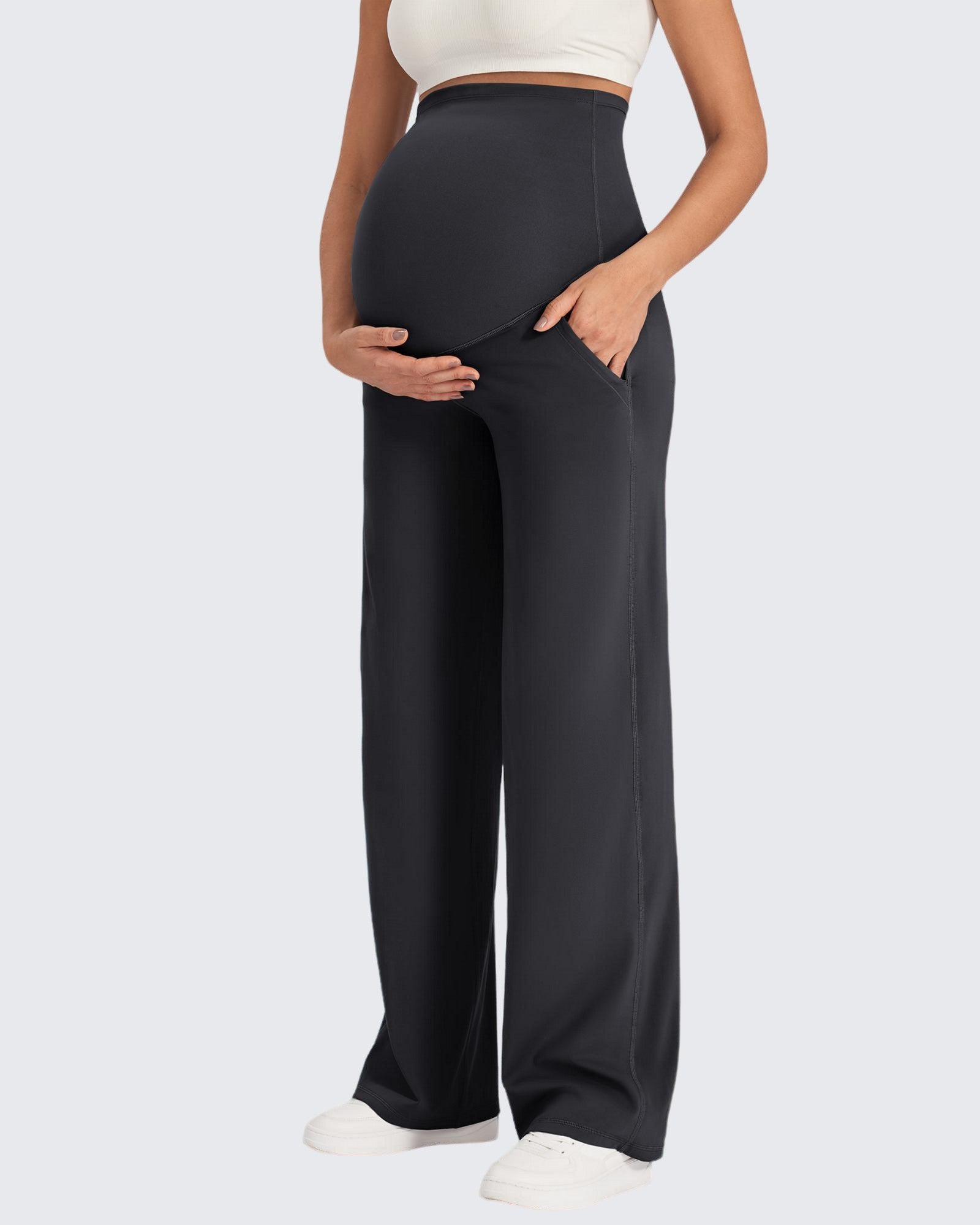 G4Free Activewear Maternity Stretch Wide Leg Pants #Black / S / 28 Inseam-Black / S / 30 Inseam-Black / S / 32 Inseam-Black / M / 28 Inseam-Black / M / 30 Inseam-Black / M / 32 Inseam-Black / L / 28 Inseam-Black / L / 30 Inseam-Black / L / 32 Inseam-Black / XL / 28 Inseam