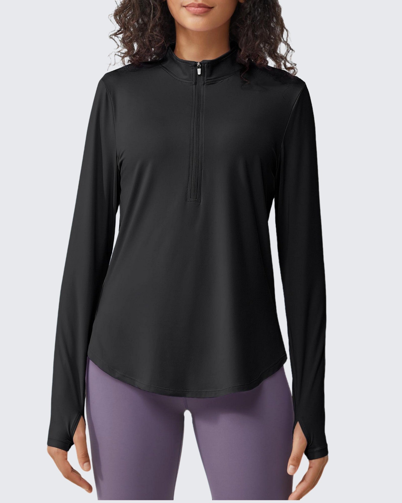 G4Free Activewear Quick Dry High Neck Sun Half Zip Workout Tops #