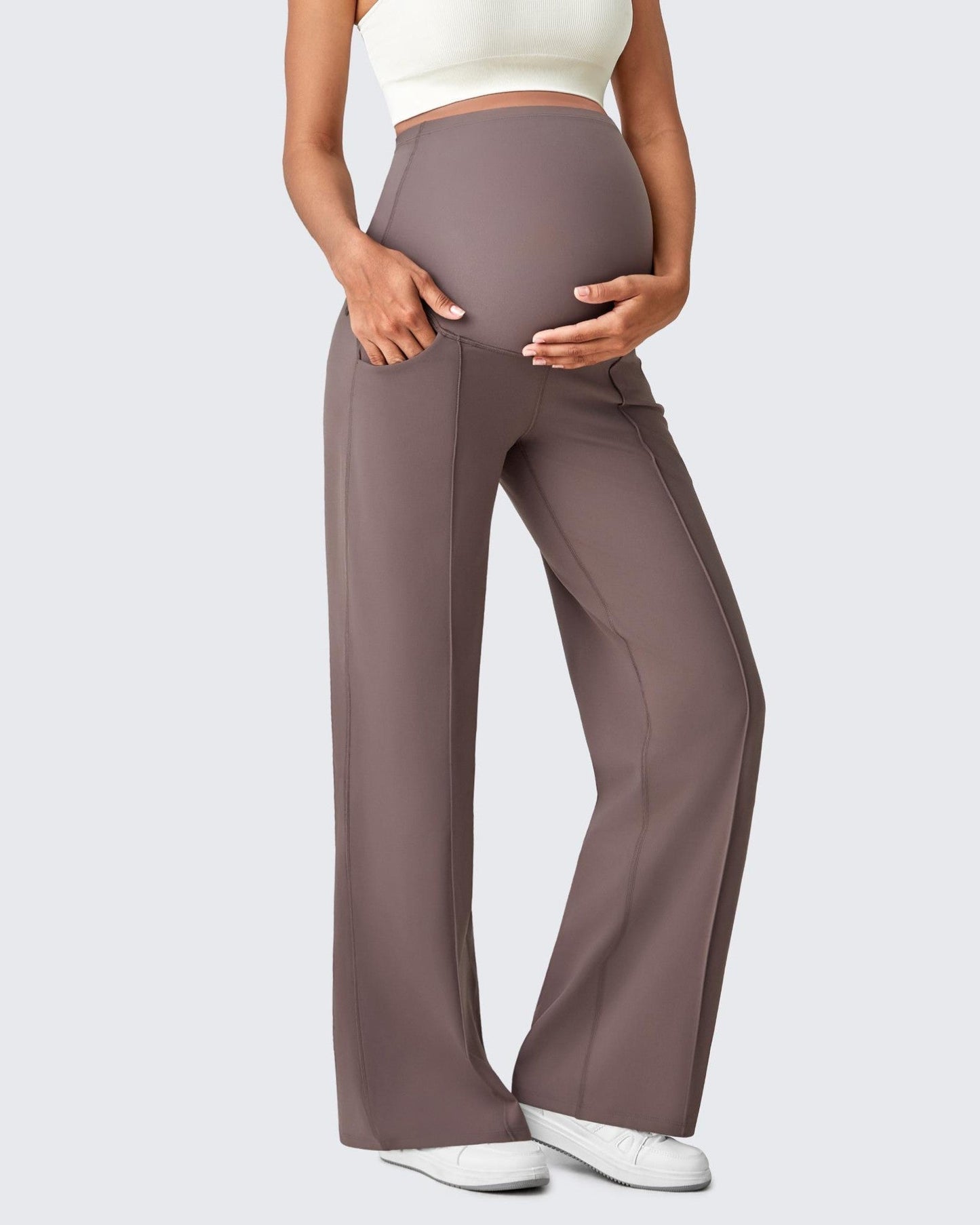 G4Free Activewear Wide Leg Pockets Front Pleats Maternity #Black / S / 28 Inseam-Black / S / 30 Inseam-Black / S / 32 Inseam-Black / M / 28 Inseam-Black / M / 30 Inseam-Black / M / 32 Inseam-Black / L / 28 Inseam-Black / L / 30 Inseam-Black / L / 32 Inseam-Black / XL / 28 Inseam