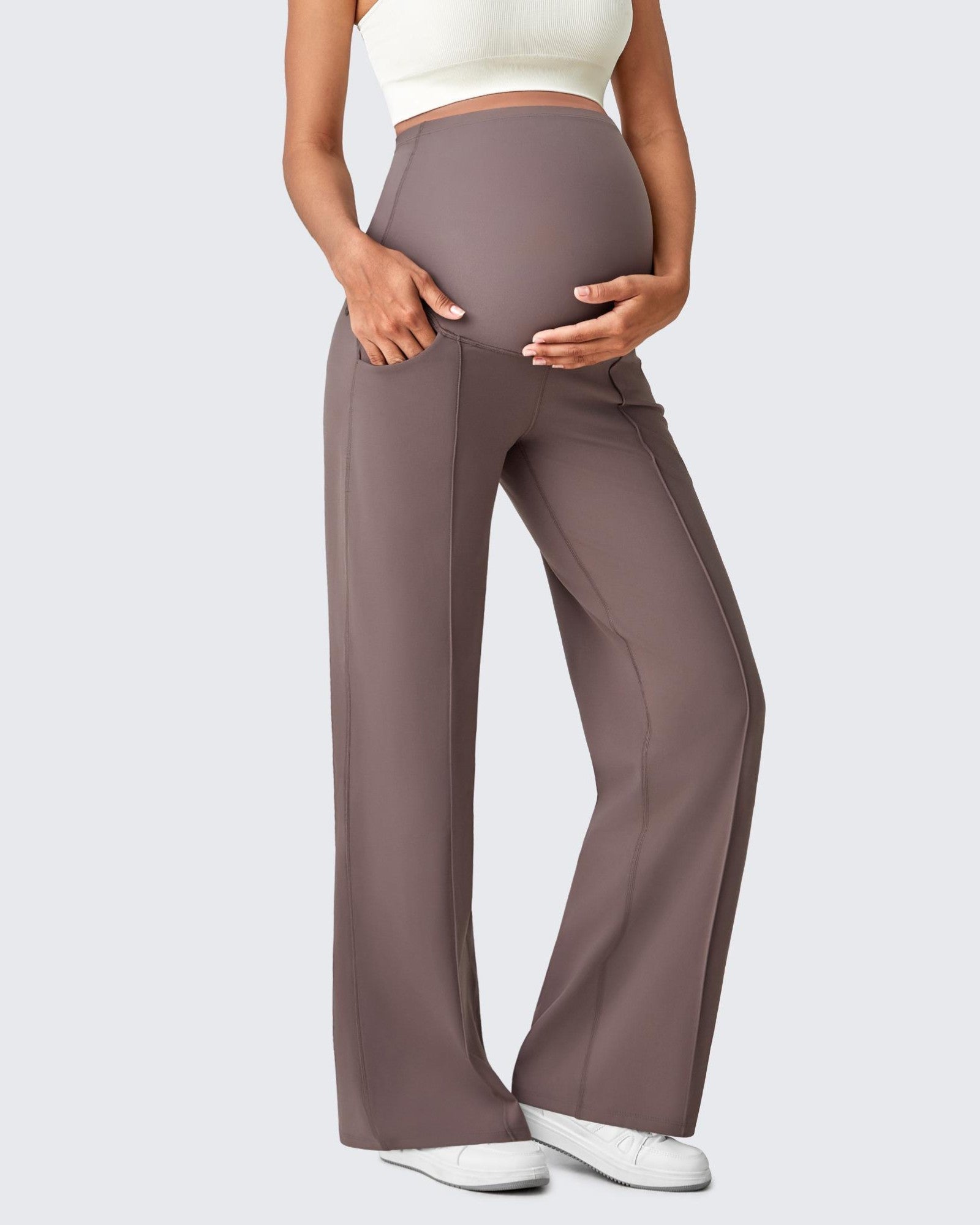 G4Free Activewear Wide Leg Pockets Front Pleats Maternity #Black / S / 28 Inseam-Black / S / 30 Inseam-Black / S / 32 Inseam-Black / M / 28 Inseam-Black / M / 30 Inseam-Black / M / 32 Inseam-Black / L / 28 Inseam-Black / L / 30 Inseam-Black / L / 32 Inseam-Black / XL / 28 Inseam