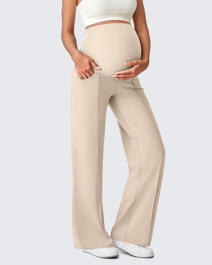 G4Free Activewear Wide Leg Pockets Front Pleats Maternity #Black / S / 28 Inseam-Black / S / 30 Inseam-Black / S / 32 Inseam-Black / M / 28 Inseam-Black / M / 30 Inseam-Black / M / 32 Inseam-Black / L / 28 Inseam-Black / L / 30 Inseam-Black / L / 32 Inseam-Black / XL / 28 Inseam