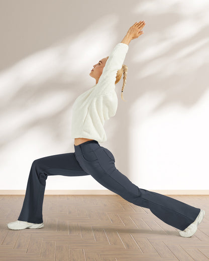 Fleece Lined High-Waist Work Flare Pants