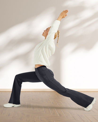 Fleece Lined High-Waist Work Flare Pants