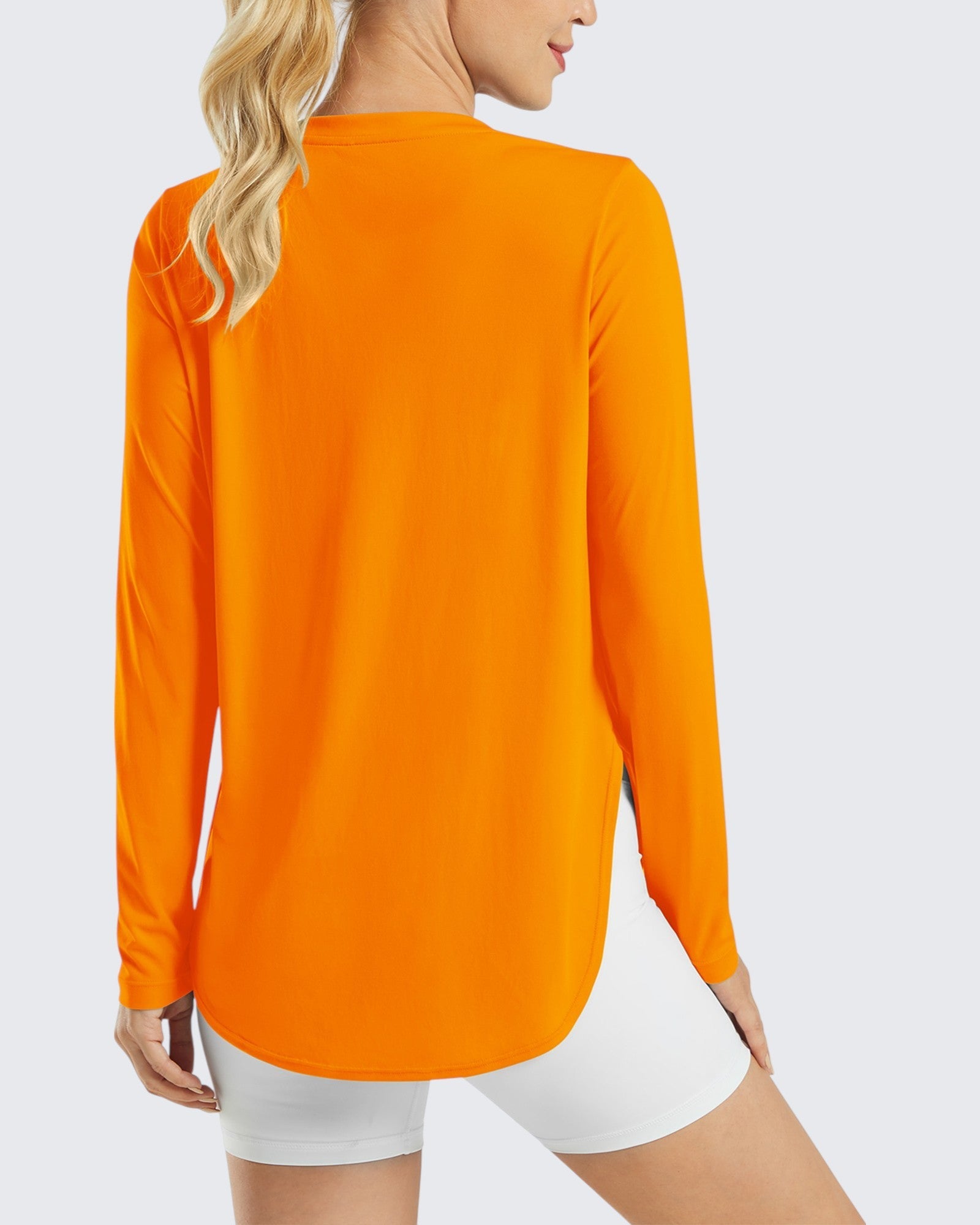 G4Free Activewear Scoop Neck UV Sun Workout Long Sleeve #Orange