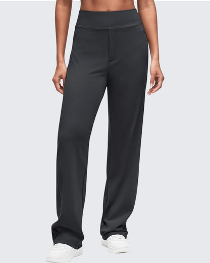 High Waist Hidden Zipper Pockets Dress Pants