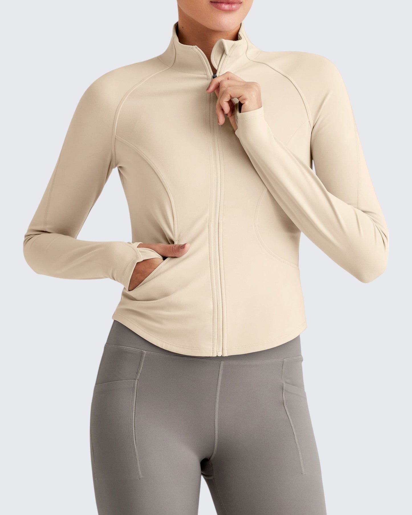 BareFeel Cropped Slim Fit Full Zip Workout Jackets