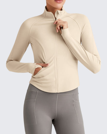 BareFeel Cropped Slim Fit Full Zip Workout Jackets