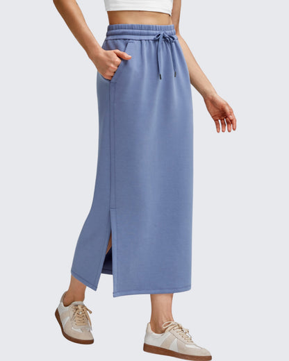 Smoofit Side Slits Drawstring Long Skirts