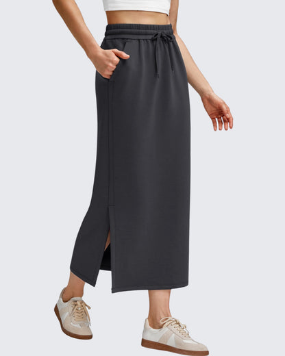Smoofit Side Slits Drawstring Long Skirts