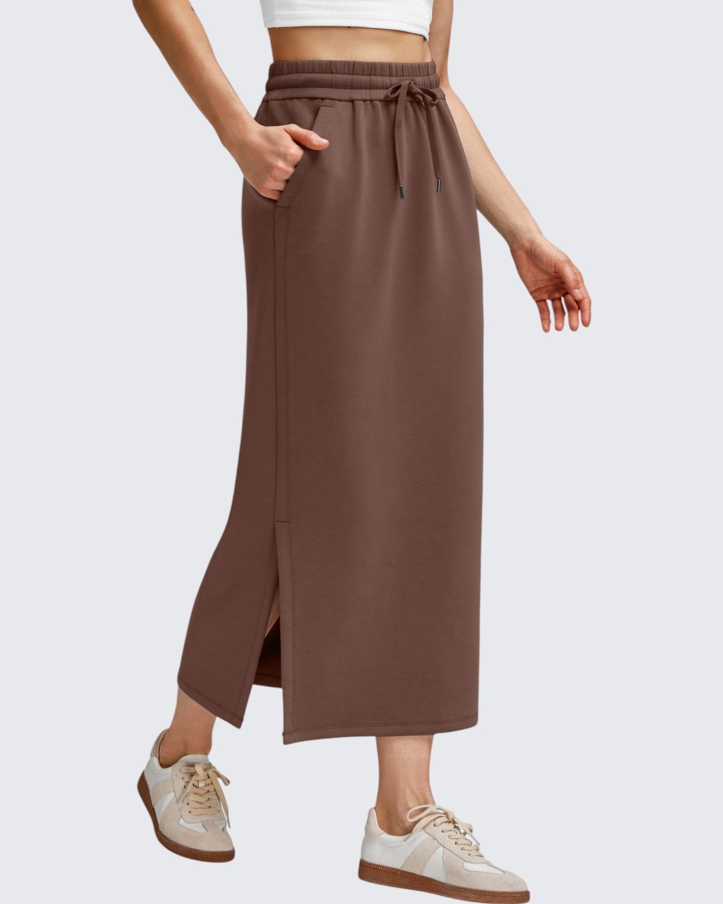 Smoofit Side Slits Drawstring Long Skirts