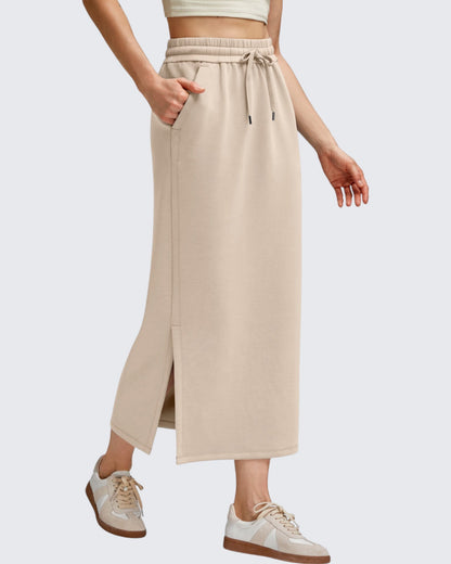 Smoofit Side Slits Drawstring Long Skirts