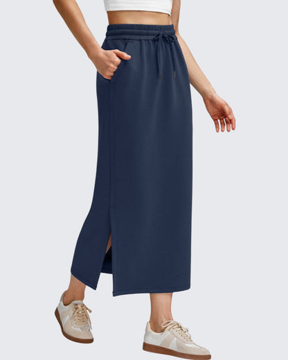 Smoofit Side Slits Drawstring Long Skirts
