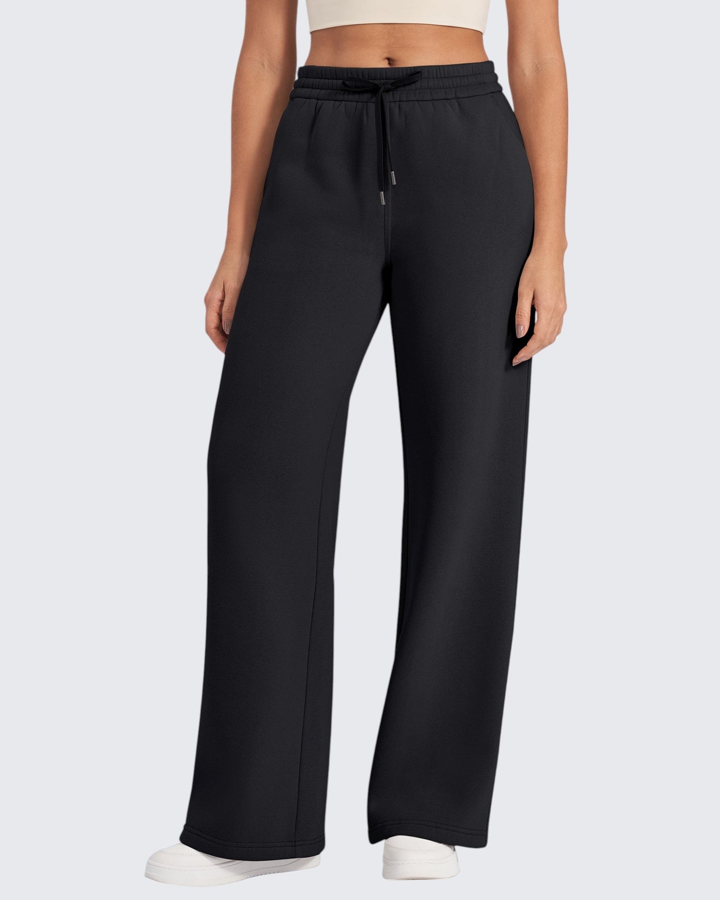 Fleece Lined Drawstring High-Waist Pants