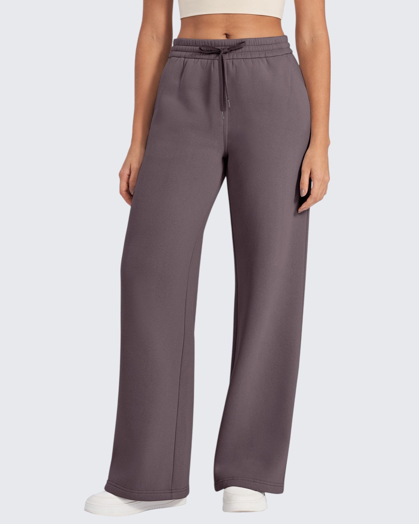 Fleece Lined Drawstring High-Waist Pants